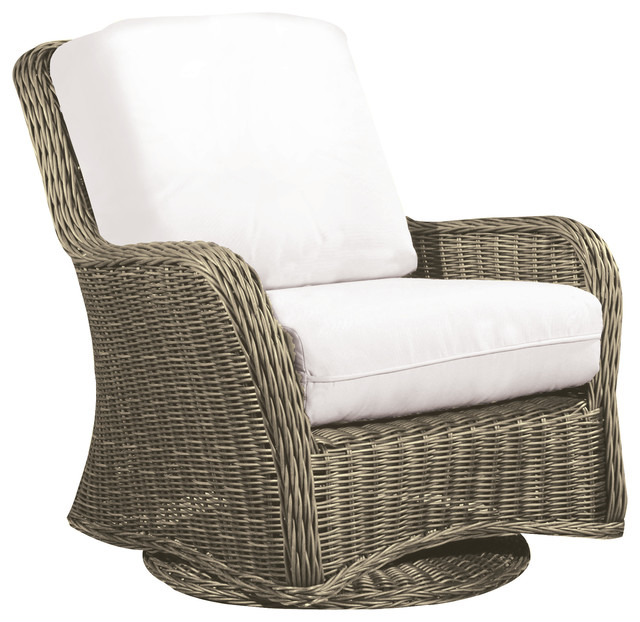 Hauser Coastal Glider All Weather Wicker Club Chair with Cushions
