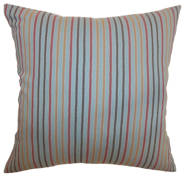 Lesly Stripes Pillow Blue Grey 20" x 20" traditional-decorative 