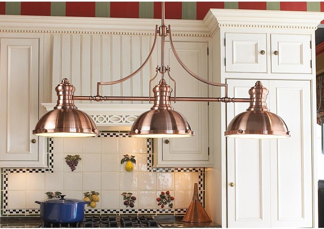 copper light in kitchen