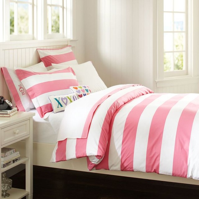 ... Stripe Duvet Cover + Sham, Bright Pink duvet-covers-and-duvet-sets