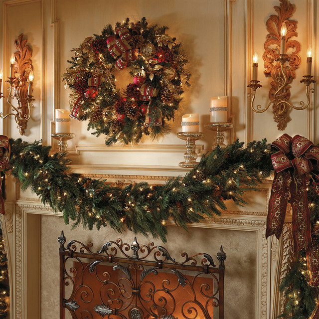 -sided Pre-lit Christmas Garland - 9' - Frontgate Christmas Decor ...