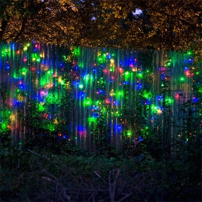 Mr. Light 77 ft. Solar 200 LED Multicolor Multi-Function String Light with Green - Modern ...