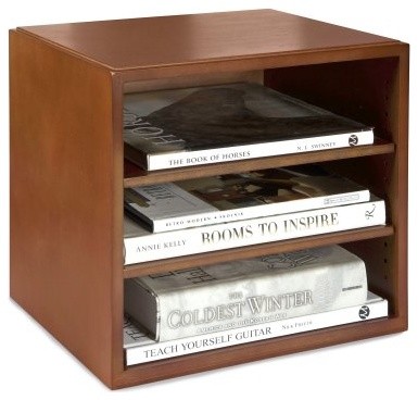Stack &amp; Style Wood Desk Organizers Stacking Cube with Shelves - Cherry ...