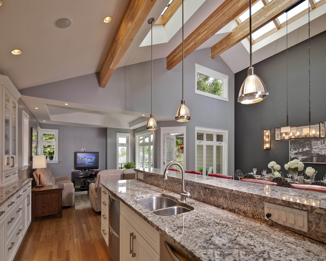 Kitchen with vaulted ceiling and skylight - contemporary - kitchen ...