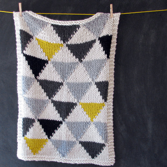 Knitted Triangle Pattern Baby Blanket by Yarning Made - Modern - Baby Bedding...