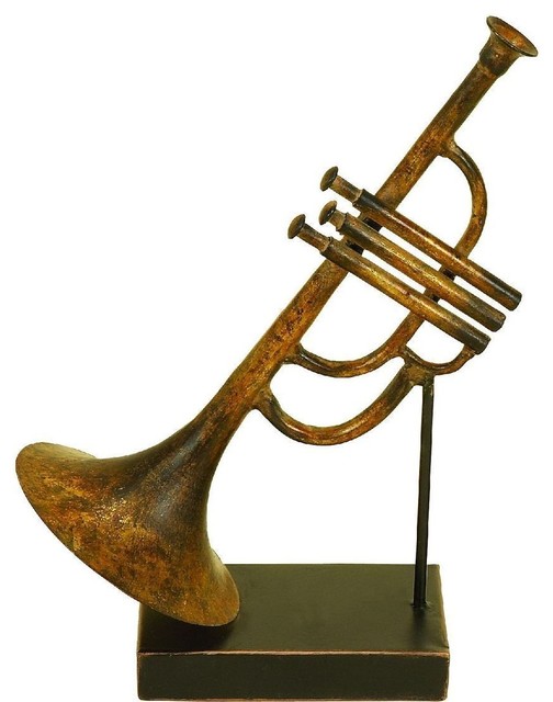 Metal Trumpet Decor with Musical Blend Traditional Home Decor by
