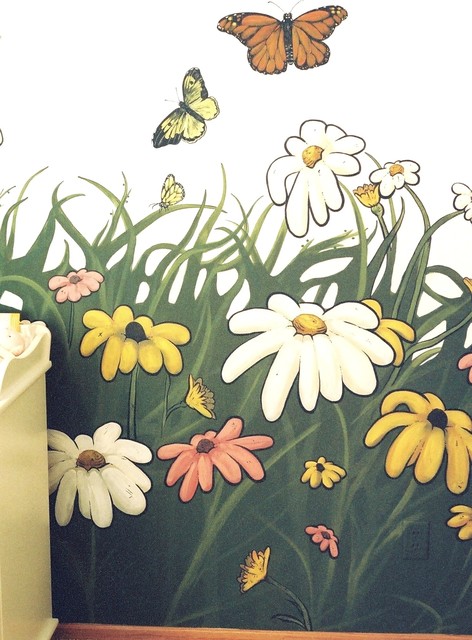 Flowers and Bugs Themed Mural in a Nursery by Tom Taylor of Wow Effects traditional-kids