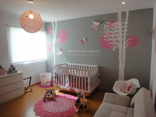 modern girl nursery, grey color girl's room