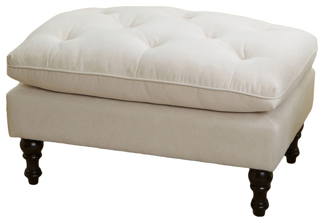 Doyle Tufted Fabric Ottoman Footstool - Traditional - Footstools And 