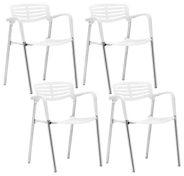 Set of 4 Zuo Modern Scope White Dining Chair Contemporary Dining