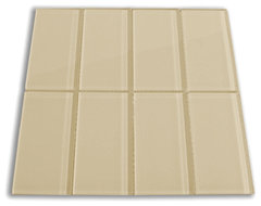 Khaki 3 x 6 Glass Subway Tile modern kitchen tile