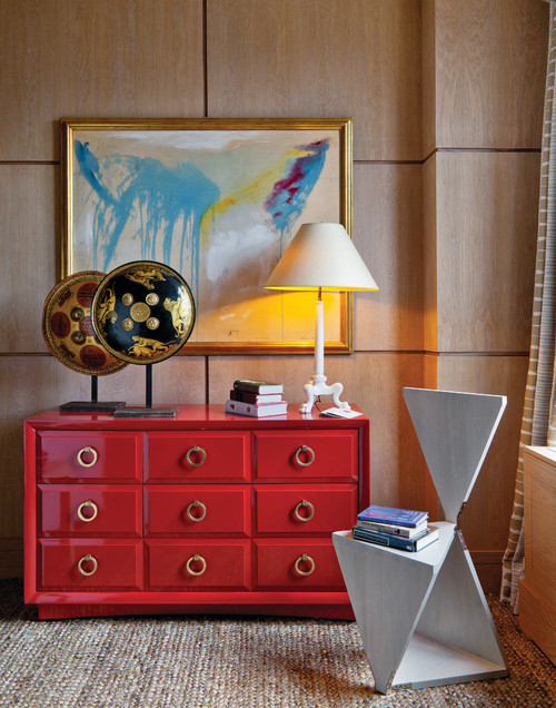 a red cabinet makes a wonderful addition to traditional spaces a red cabinet in a stately traditional office space