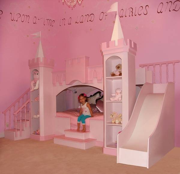 Princess Bedroom Girls Castle Bed Slide &amp; Staircase - Kids - new york ...