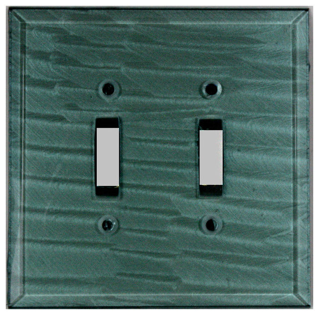 Beveled Glass Double Switch Cover Aqua Modern Switch Plates And