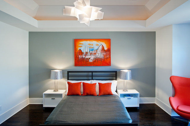 Orange and Gray Modern Bedroom
