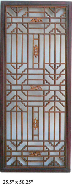 Chinese RuYi Two Colors Geometric Wood Panel Plaque