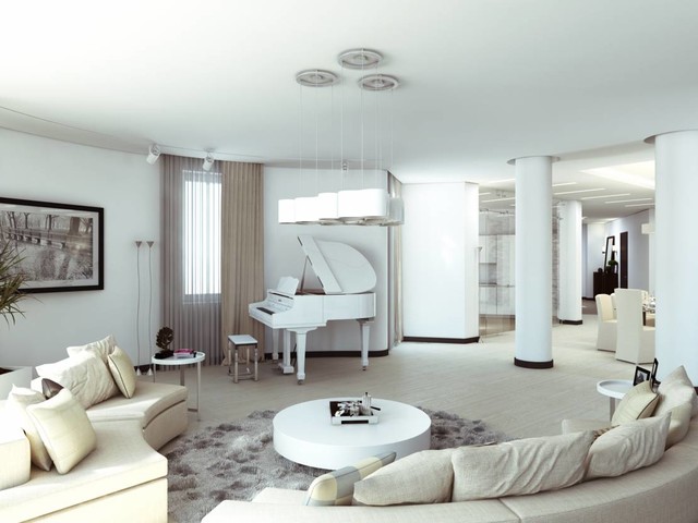 Charming Minimalism - Apartment in "Moskovyan Plaza" Multifunctional Complex in contemporary-living-room