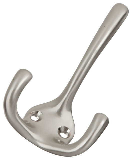 Hickory Hardware Satin Nickel Double Utility Coat Hook Transitional Wall Hooks by Hickory