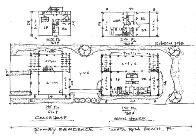 Gulf Coast Home & Coach House tropical-floor-plan