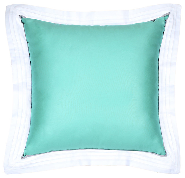 Sateen Tiffany Blue Flange Pillow - Modern - Decorative Pillows - by LaCozi