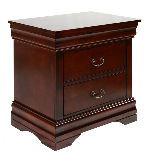 Laurelle Dark Cherry Finish 2drawer Nightstand Contemporary