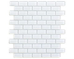 White 1x2 Mini Glass Subway Tile modern tile