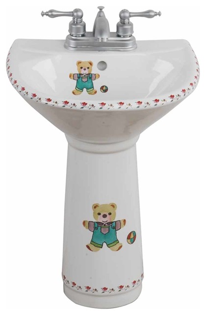 Children's White Buddy Bear Child-size Pedestal Sink | 14358 - Contemporary - Bathroom Sinks ...