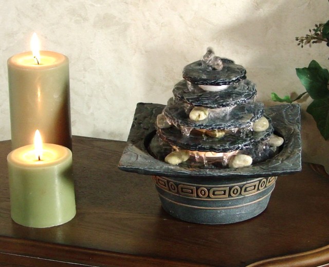 Natural Pagoda Illuminated Tabletop Fountain Asian Indoor Fountains