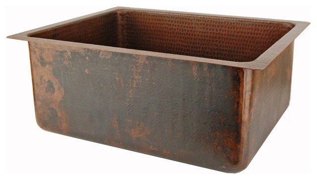  20" x 16" Rectangular Hammered Copper Prep Sink rustic-bar-sinks