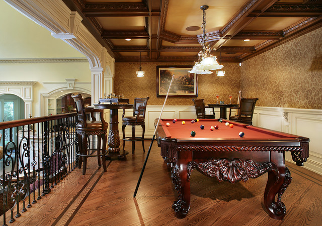 Game Room with Pool Table - traditional - family room - new york ...