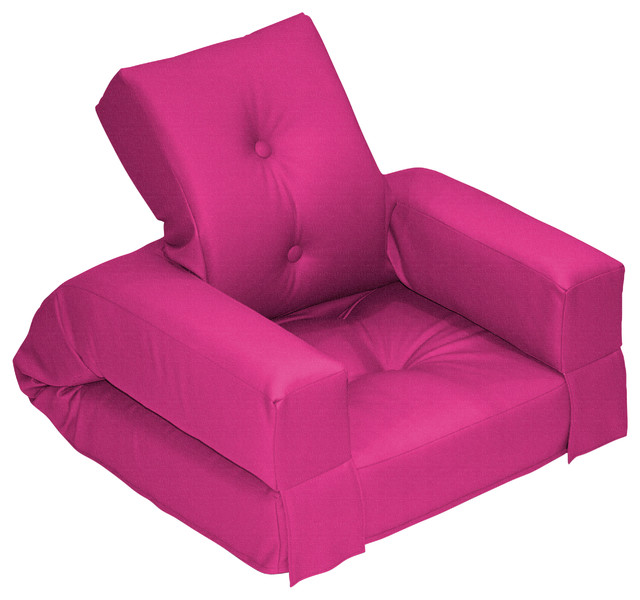 Hippo Jr. Convertible Futon Chair/Bed, Pink Mattress contemporary-sofa ...