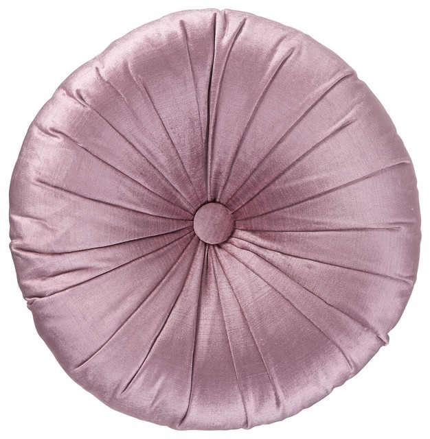 Arcadia Round Velvet Cushion in Pink Traditional Scatter Cushions south east by B&Q
