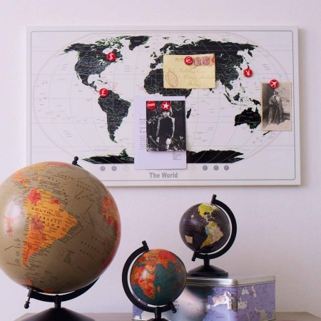 World Map Magnetic Notice Board Discontinued Modern Bulletin