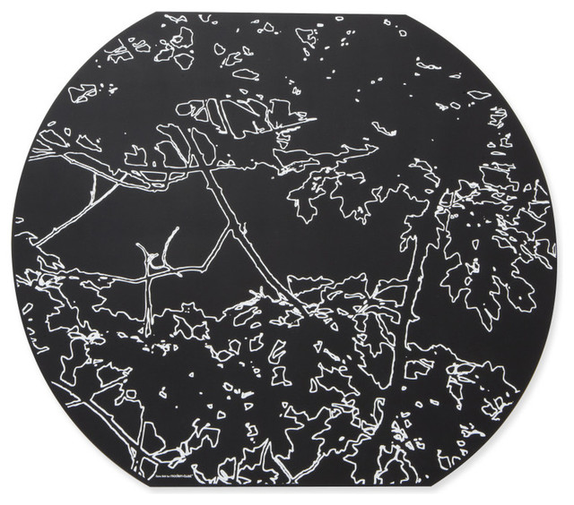 Round Placemat Meadow, White on Black Contemporary Placemats by Design Public