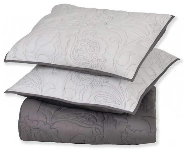Cassia Charcoal Bedding, King Transitional Quilts And Quilt Sets