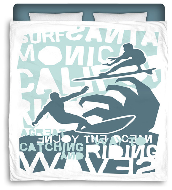 Made In USA "Surfing California" Surfer Bedding Queen Comforter ...