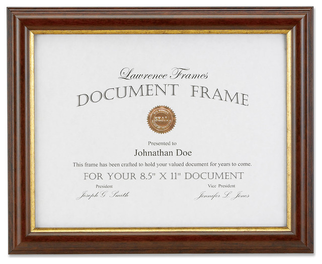 Walnut and Gold Document 11x14 Picture Frame, Brown, 8.5 X 11 Traditional Picture Frames