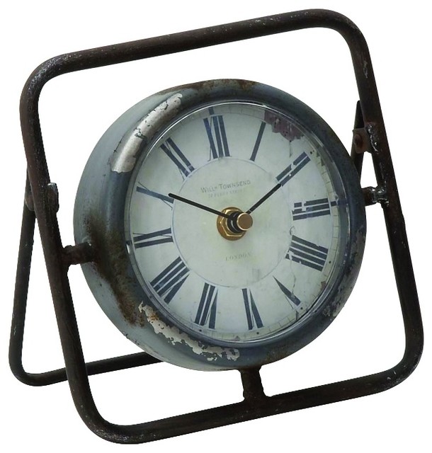 Old Fashioned Table Clock Black Tilted Stand Vintage Home Office Decor