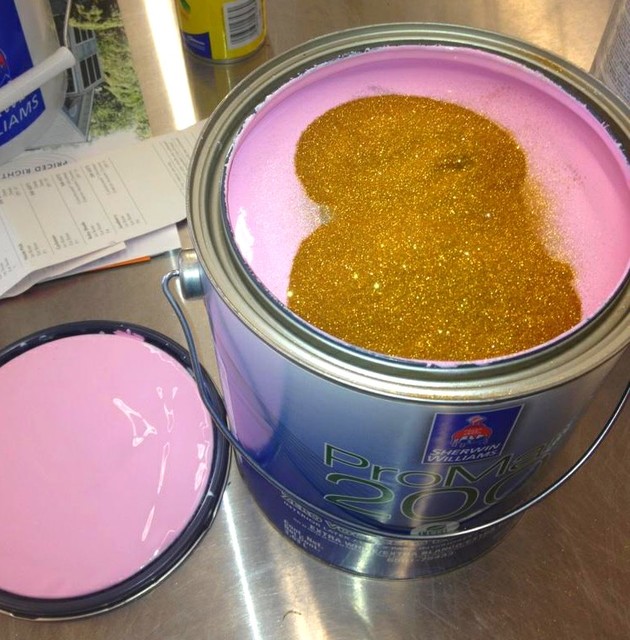 Sherwin Williams Promar 200 paint with glitter additive by Valspar