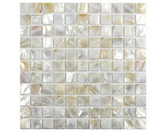 Cream 1" x 1" Pearl Shell Tile contemporary-tile