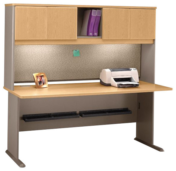 Bush Series A 72" Wood Computer Desk with Hutch in Light Oak