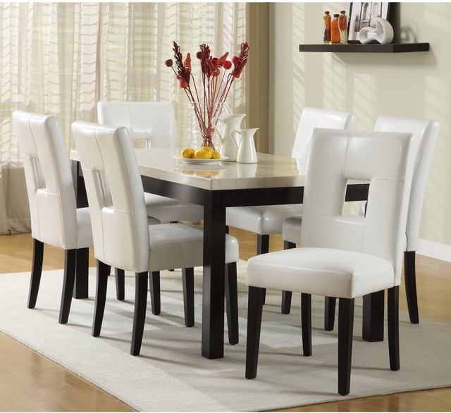 Archibald 7 piece White Dining Set - 60 in. - Modern - Dining Tables