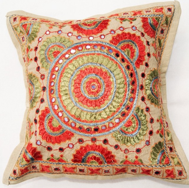 Traditional Indian embroidered cushion cover traditionalscattercushions