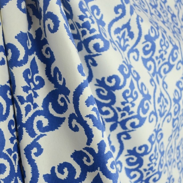Luminary Indigo Waverly Blue Damask Fabric By The Yard Traditional