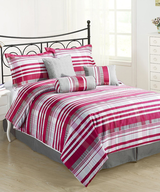 pink gray retro striped comforter set modern comforters pink gray retro striped comforter set modern comforters