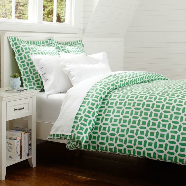 Peyton Duvet Cover, Kelly Green Contemporary Duvet Covers And Duvet