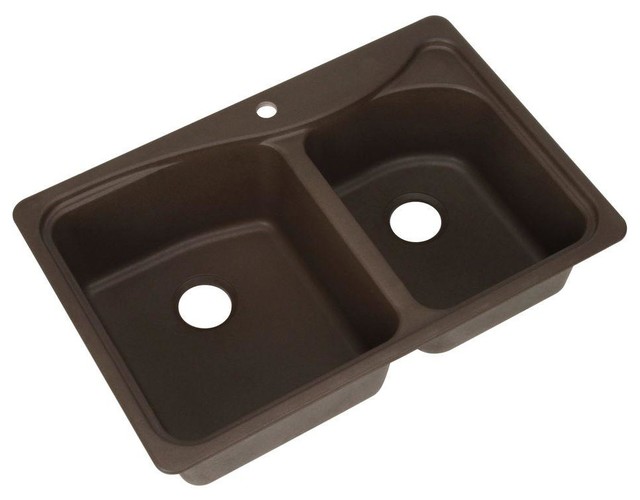 ... 33x22x9.5 1-Hole Double Bowl Kitchen Sink contemporary-kitchen-sinks