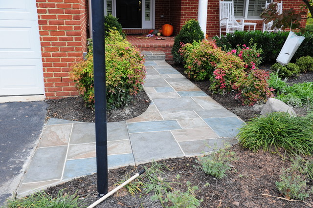 Front walkway with MultiColor & grouted stamped concrete
