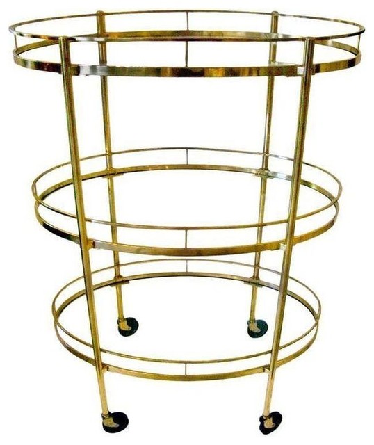 MidCentury Oval Brass Bar Cart Modern Bar Carts by Chairish