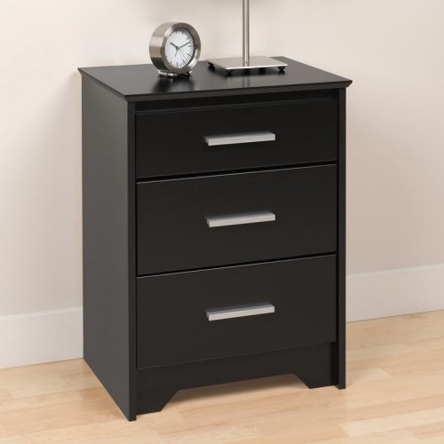 Coal Harbor 3 Drawer Tall Nightstand Black Modern Nightstands And